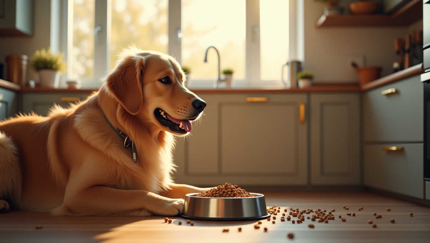 Chien heureux avec un pelage brillant, symbole de bonne nutrition